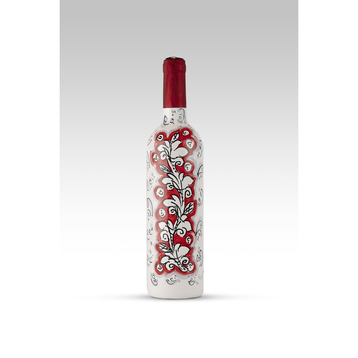 Bottiglia Ornato Rosso MuloMerrino in ceramica di Caltagirone