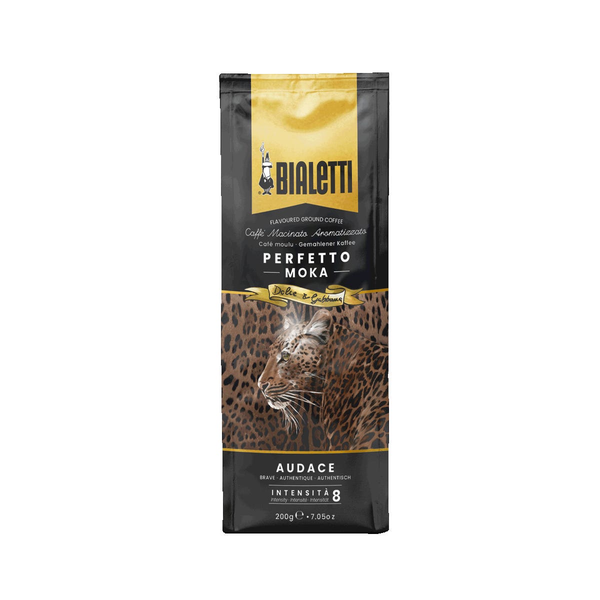 Perfetto Moka Audace Coffee Bialetti Dolce&Gabbana Leopardo 200 g, 200 g bag