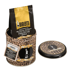 Káva Perfetto Moka Audace Bialetti Dolce&Gabbana Leopardo 200 g, otevřená dóza