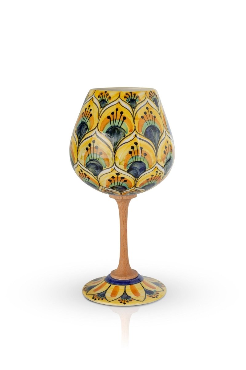 Calice Coda di Pavone Giallo MuloMerrino in ceramica di Caltagirone