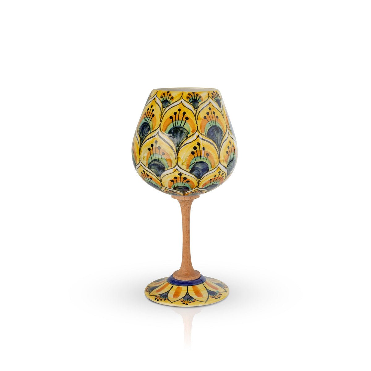 Calice Coda di Pavone Giallo MuloMerrino in ceramica di Caltagirone