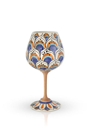 Calice Coda di Pavone Bianco MuloMerrino in ceramica di Caltagirone