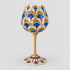 Calice Coda di Pavone Bianco MuloMerrino in ceramica di Caltagirone
