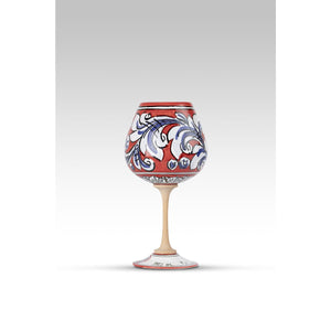 Calice Ornato Rosso Blu MuloMerrino in ceramica di Caltagirone