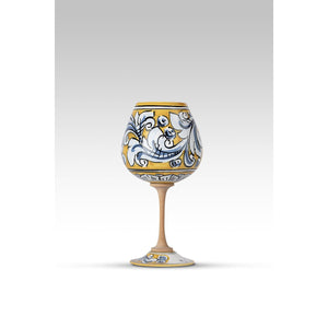 Calice Ornato Giallo Blu MuloMerrino in ceramica di Caltagirone