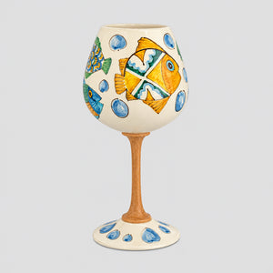 Calice Pesce Bianco MuloMerrino in ceramica siciliana