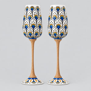 Coppia Flute Pavone Bianco MuloMerrino in ceramica di Caltagirone