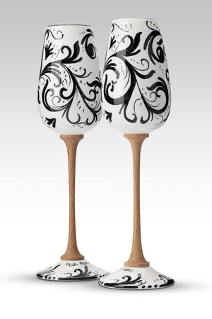Coppia Flute Volute Nero MuloMerrino in ceramica e legno