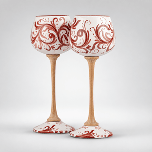 Pereche Special Riserva MuloMerrino, pahare de degustare cu picior cu decor Volute roșu