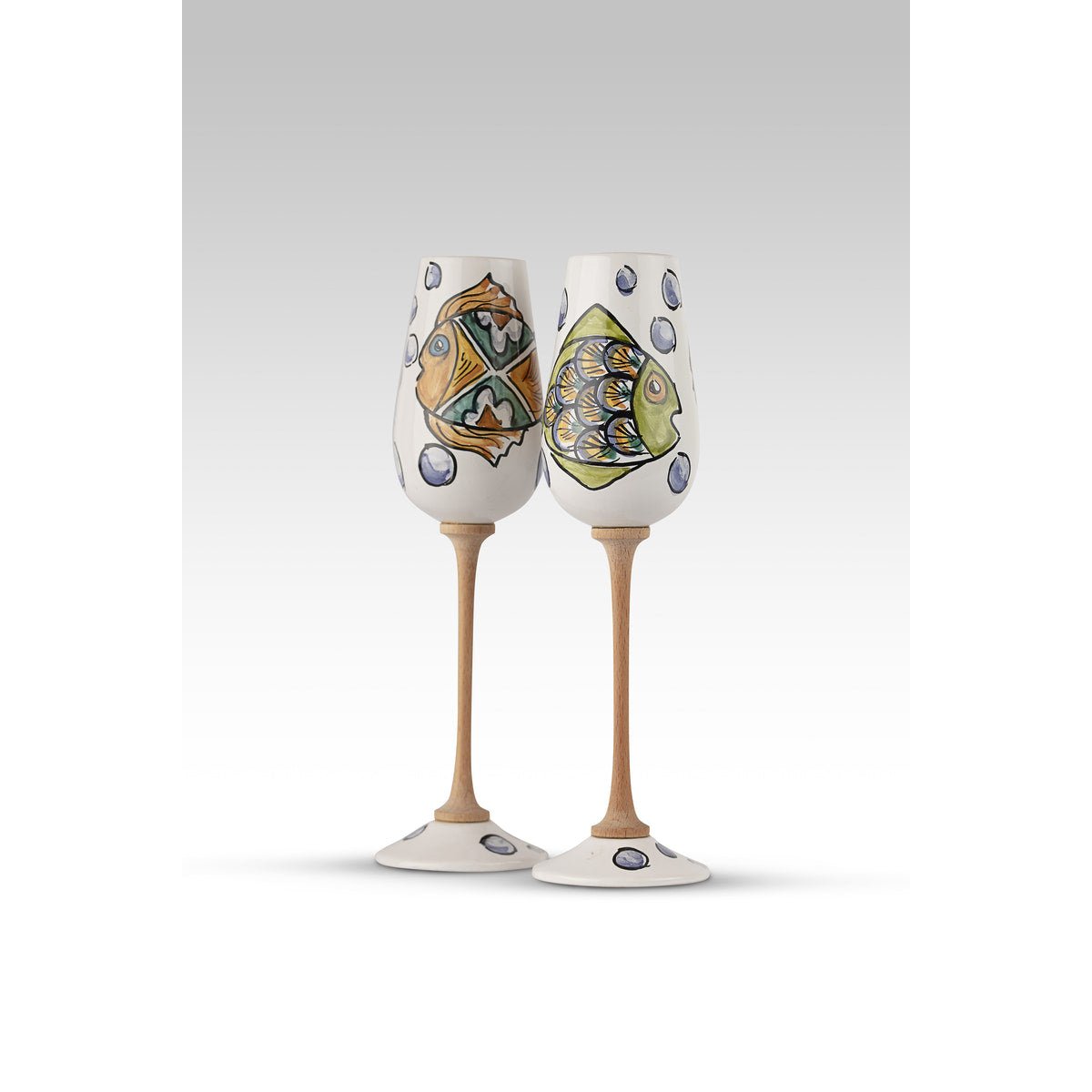 Flute Pesce Bianco MuloMerrino in ceramica siciliana