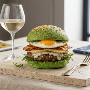 Burger bun verde con semi di sesamo gourmet