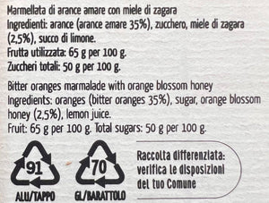 Ingredienti della Marmellata di Arance Amare con Miele di Zagara 240 g