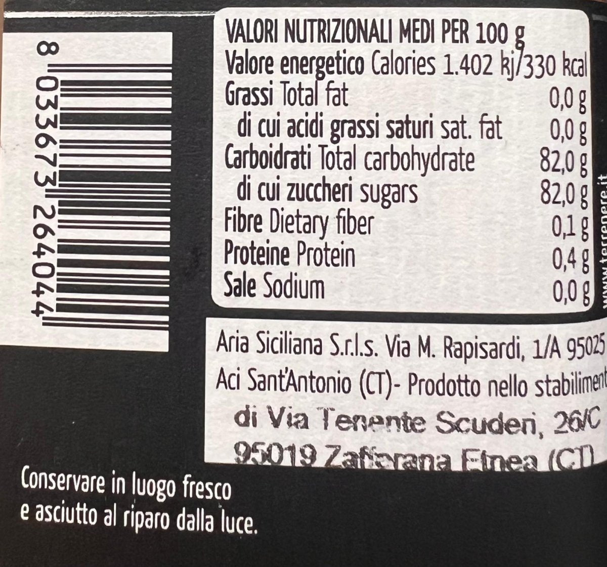 Valori Nutrizionali di miele di arancia