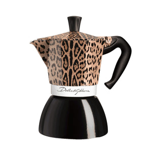 Moka Induction Bialetti Dolce&Gabbana Leopardo, 6 šálků, pohled zepředu