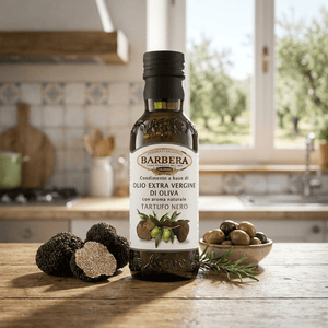 Dettaglio olio EVO Barbera al tartufo nero 250 ml