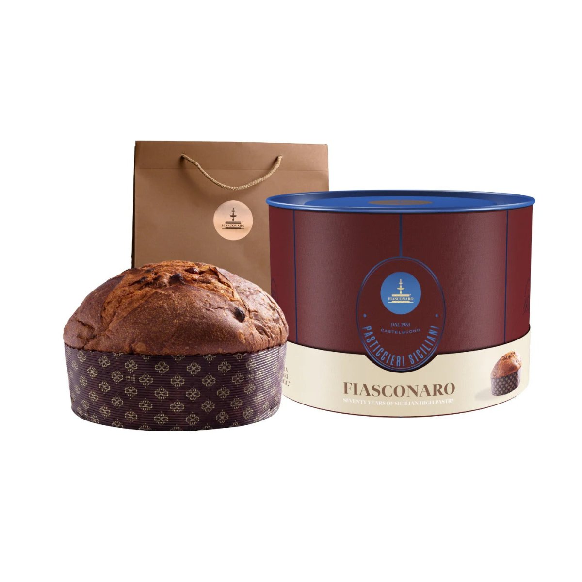 Panettone Fiasconaro classico alla "Malvasia delle Lipari Passito D.O.C." , 1 Kg con shopper