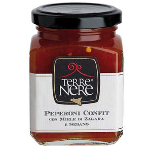 Peperoni Confit con Miele di Zagara e Sedano.