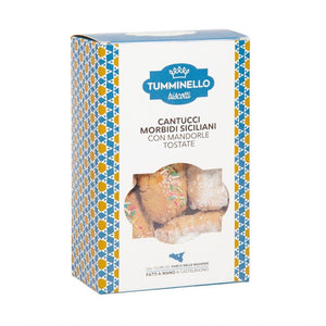 Cantucci morbidi Tumminello con mandorle tostate, 270 g – contenuti nella GiftBox Sicilus Blu Laguna