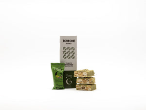 Torrone mandorla e pistacchio ricoperto al pistacchio 125 g – Torrone Trapani
