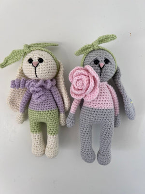 Coniglietti Pasquali "Fiorella", Realizzati a Mano in Ucraina , h 18 cm - Sicilus Srl