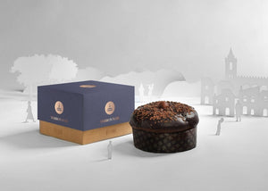 Panettone Fiasconaro con canditi di marroni e cioccolato alla gianduia ricoperto con crema di marroni e copertura fondente, 1 Kg