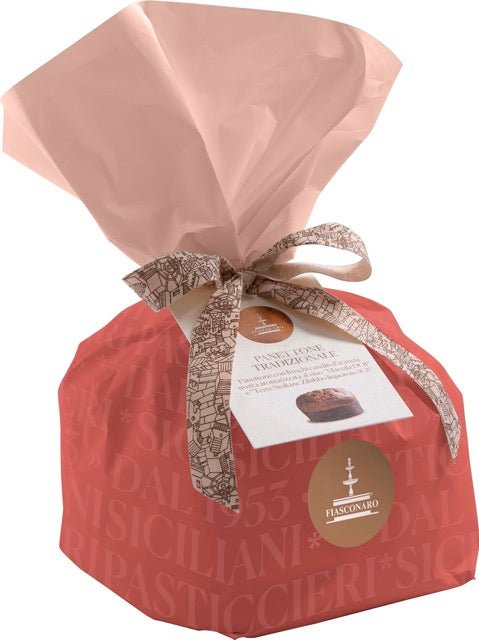 Panettone Fiasconaro classico tradizionale 500 grammi, incarto a mano tradizionale, Sicilus