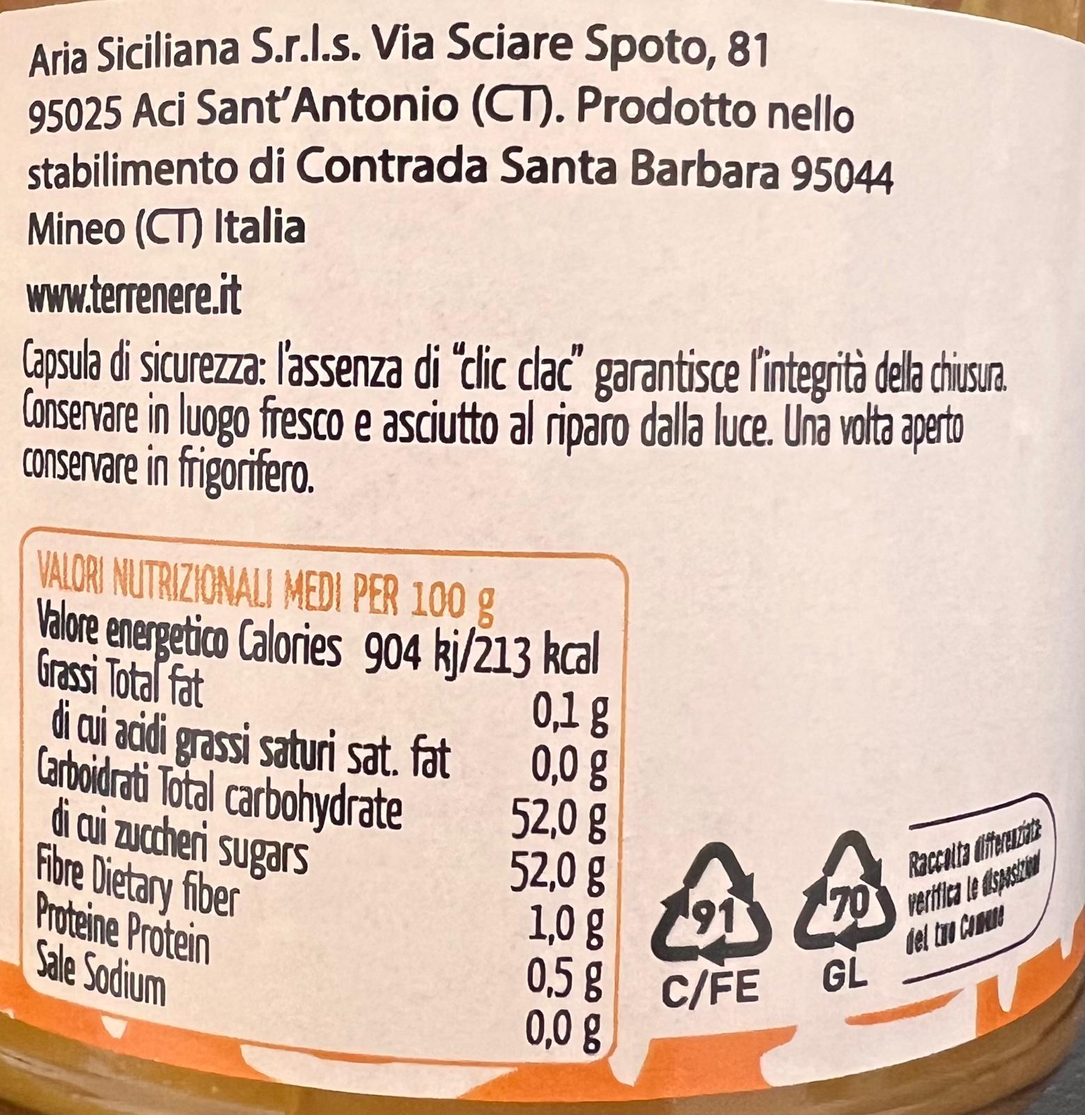 Valori nutrizionali di marmellata di arance tarocco 