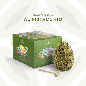 Uovo al Cioccolato Bianco e granella di Pistacchi con sorpresa, Pasticceria Bonfissuto