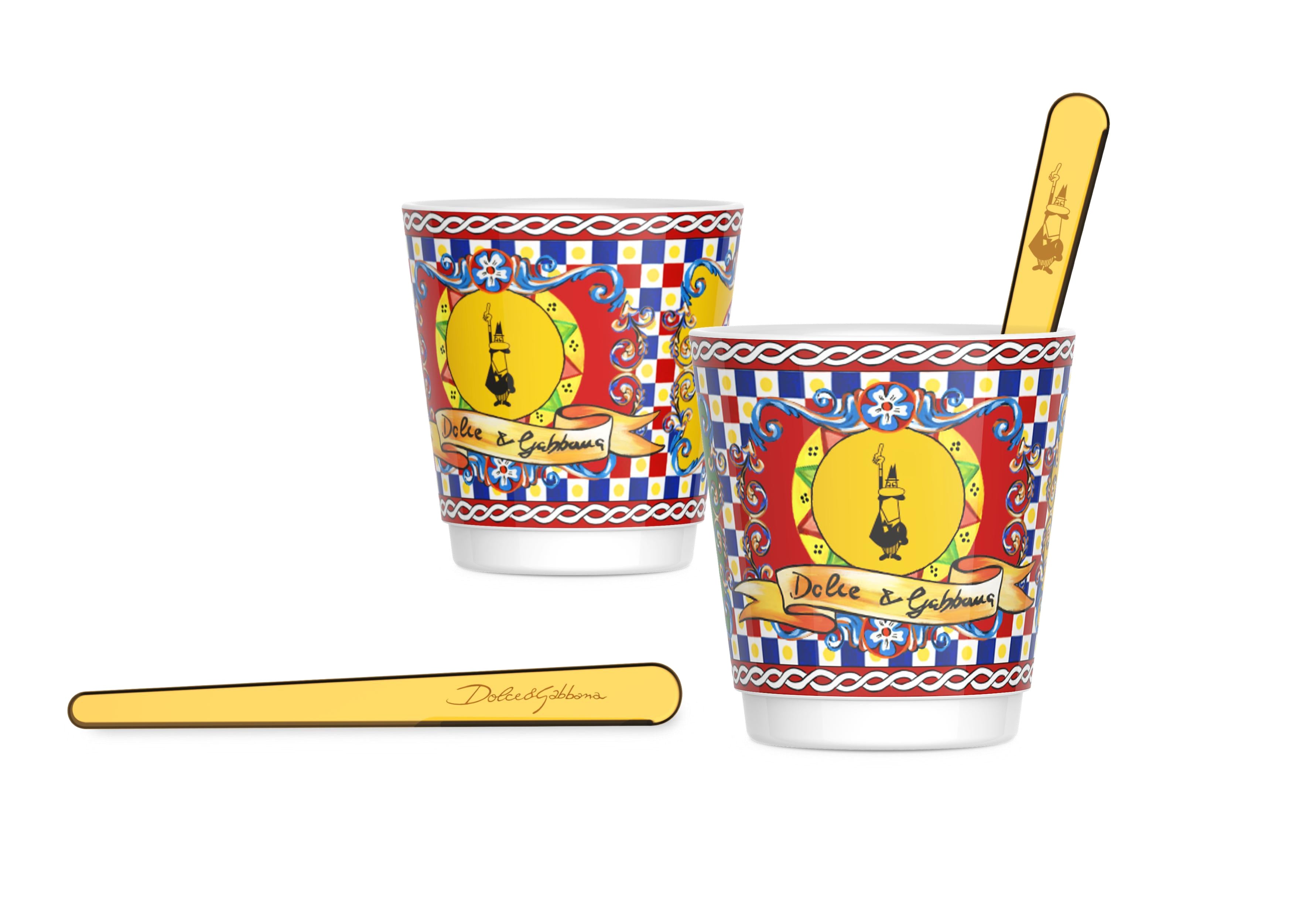 Set 2 Bicchierini e 2 Palettine Dolce&Gabbana Carretto Siciliano