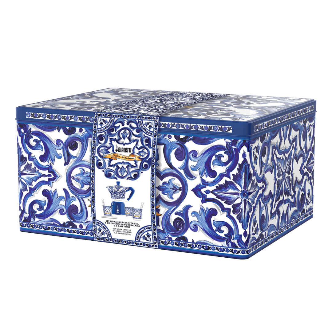 Set Moka Express con 3 Bicchierini e 3 Palettine Dolce&Gabbana Blu Mediterraneo