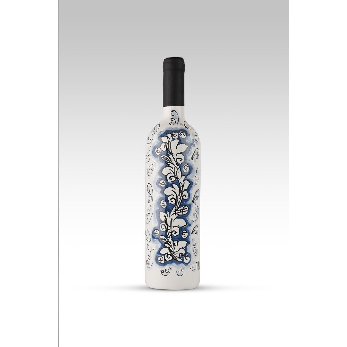 Bottiglia Ornato Blu MuloMerrino in ceramica di Caltagirone