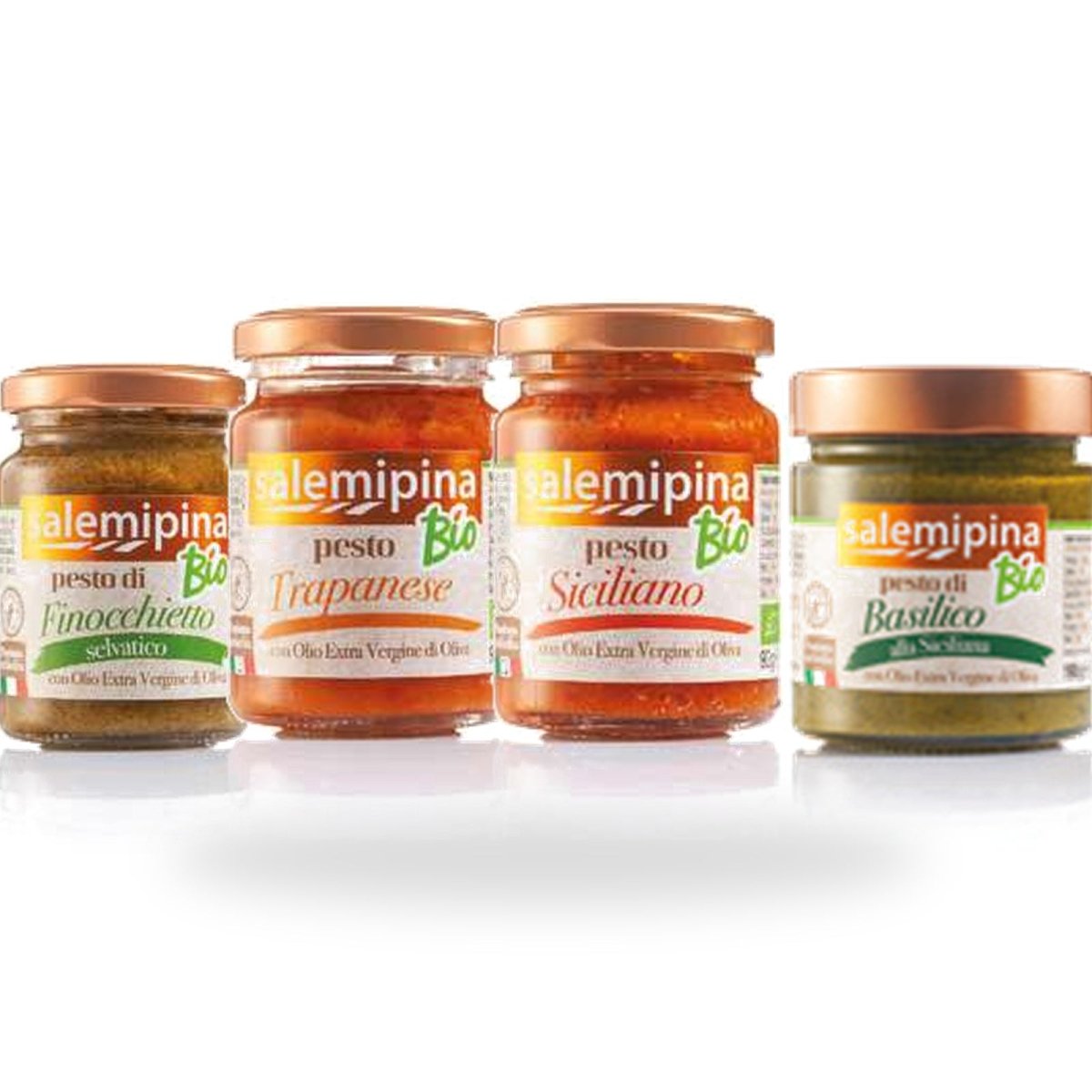 Box degustazione Salemi Pina con 4 pesti siciliani biologici da 90 g
