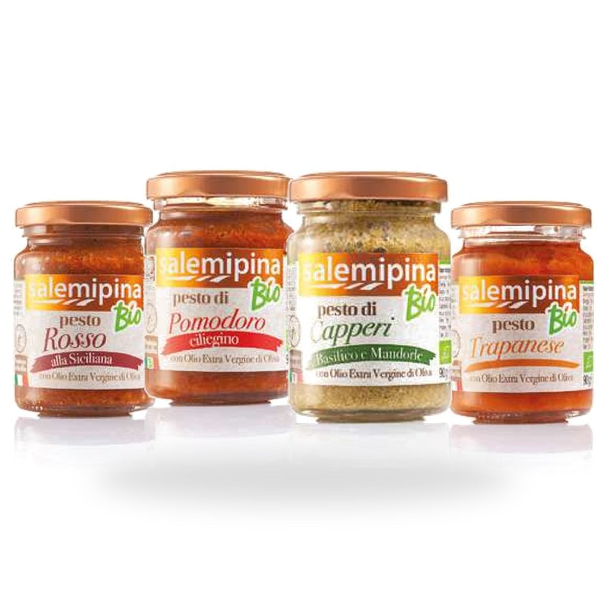 Box degustazione Salemi Pina con 4 pesti siciliani premium biologici da 90 g