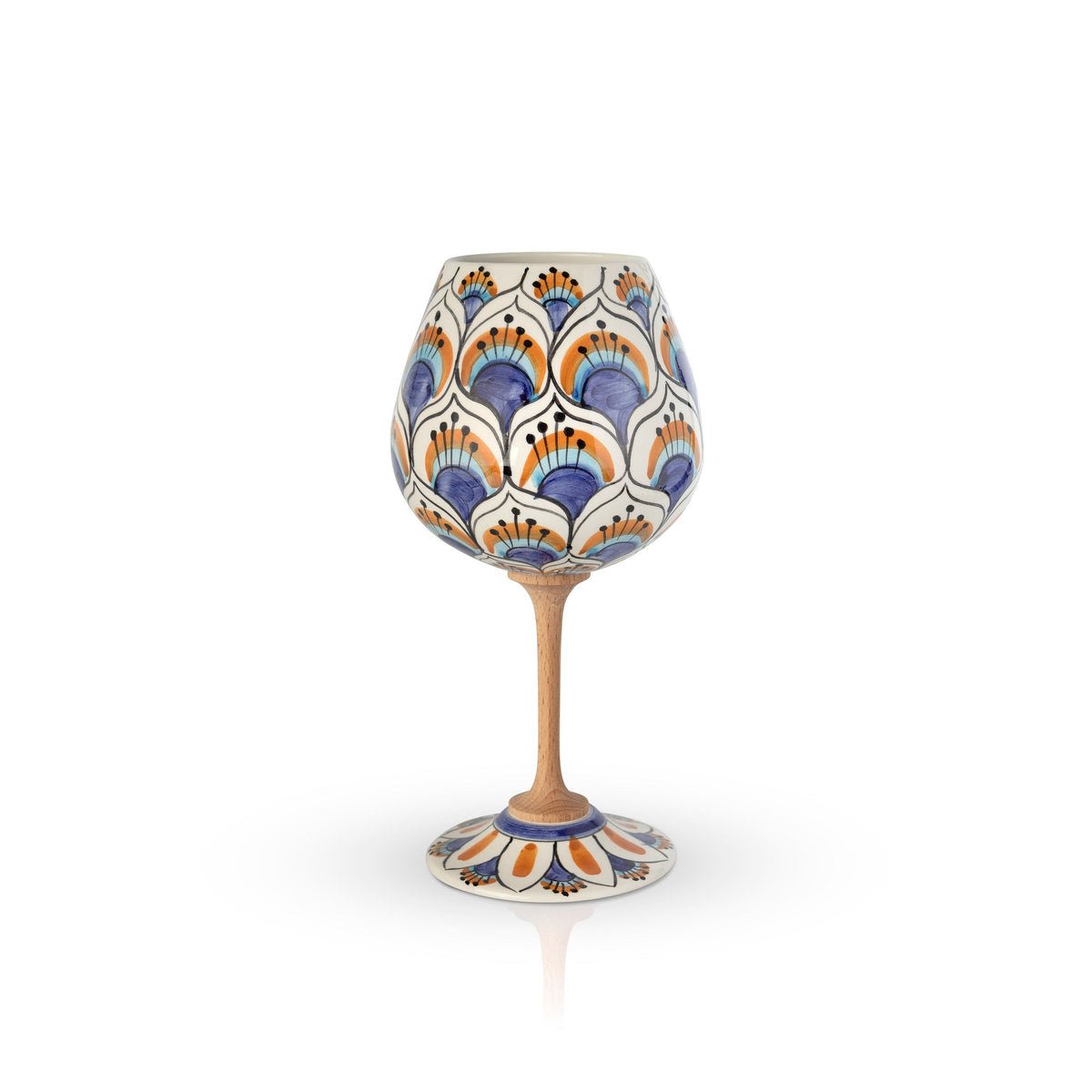 Calice Coda di Pavone Bianco MuloMerrino in ceramica di Caltagirone