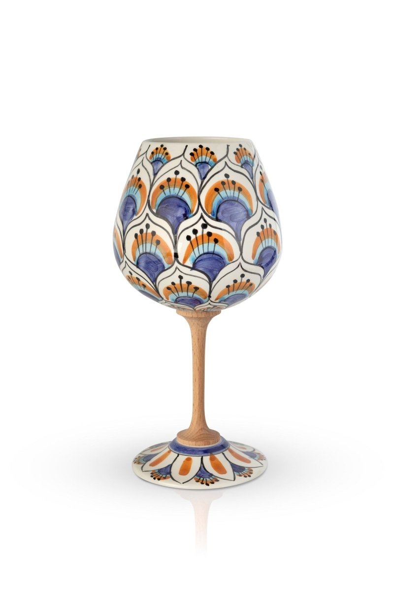 Calice Coda di Pavone Bianco MuloMerrino in ceramica di Caltagirone