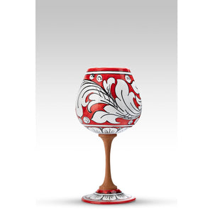 Calice Ornato Rosso MuloMerrino in ceramica di Caltagirone