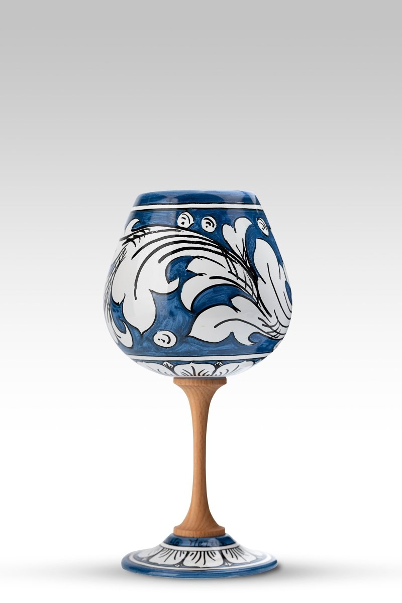 Calice Ornato Blu MuloMerrino in ceramica di Caltagirone
