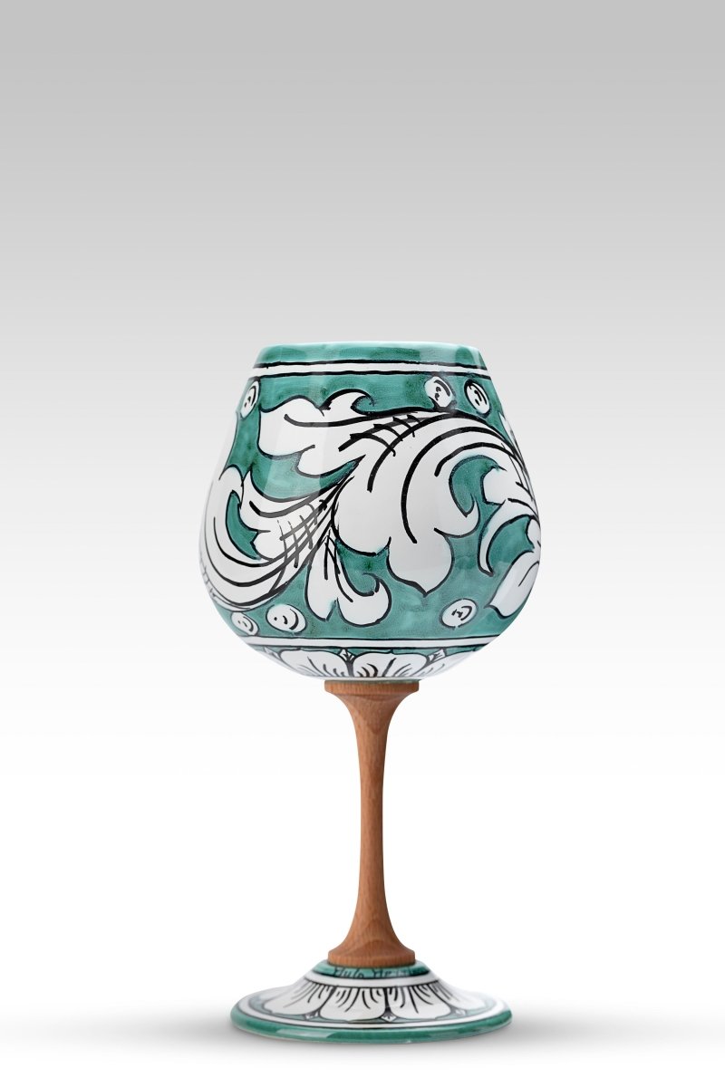 Calice Ornato Verde MuloMerrino in ceramica di Caltagirone