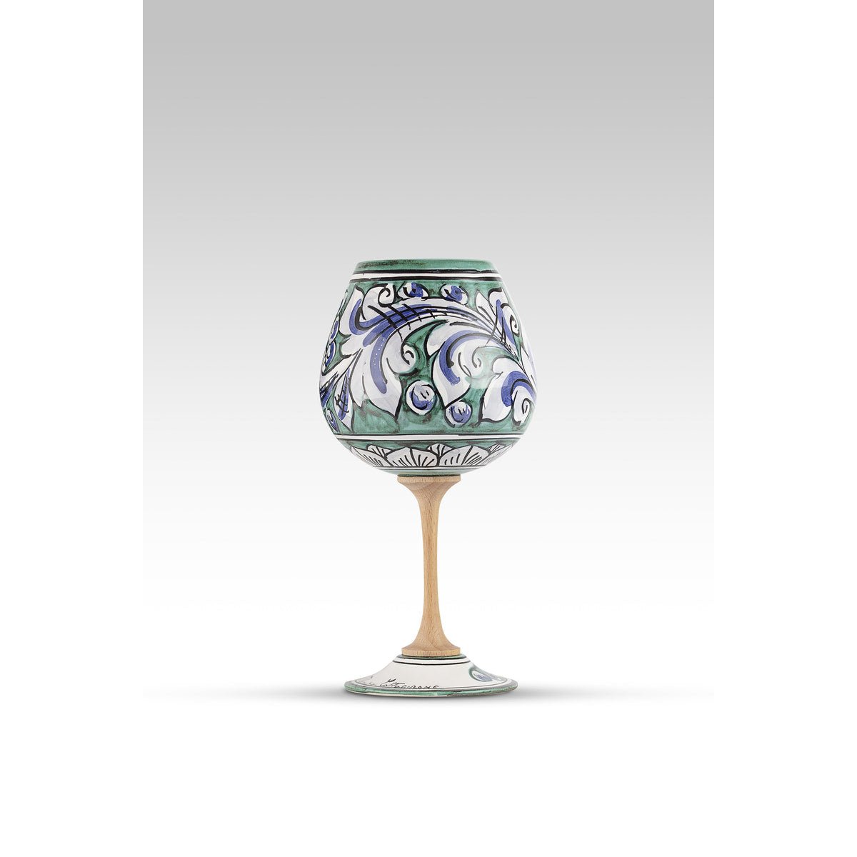 Calice Ornato Verde Blu MuloMerrino in ceramica di Caltagirone