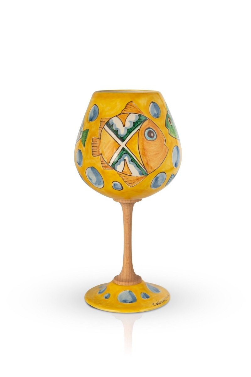 Calice Pesce Giallo MuloMerrino in ceramica siciliana