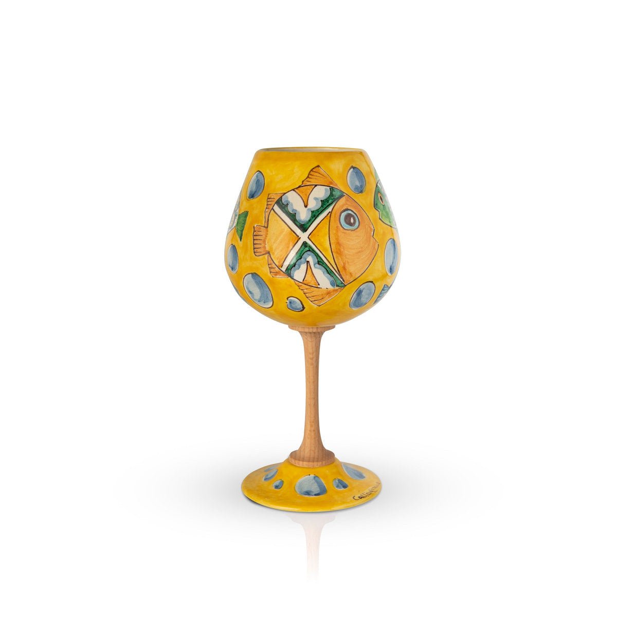 Calice Pesce Giallo MuloMerrino in ceramica siciliana