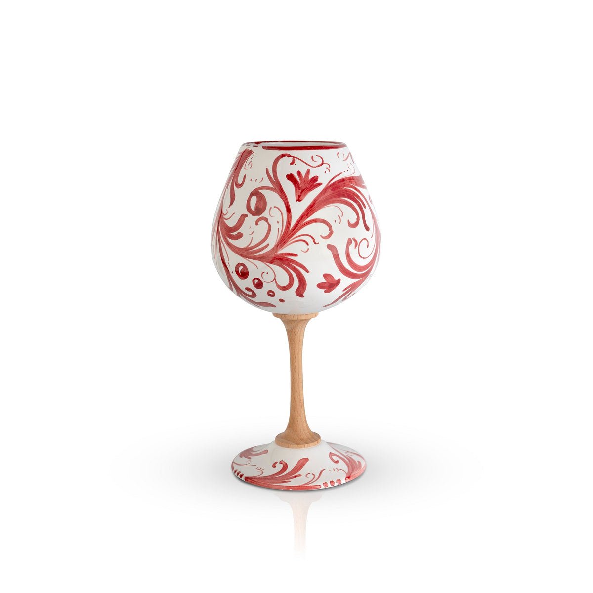 Calice Volute Rosso MuloMerrino in ceramica e legno