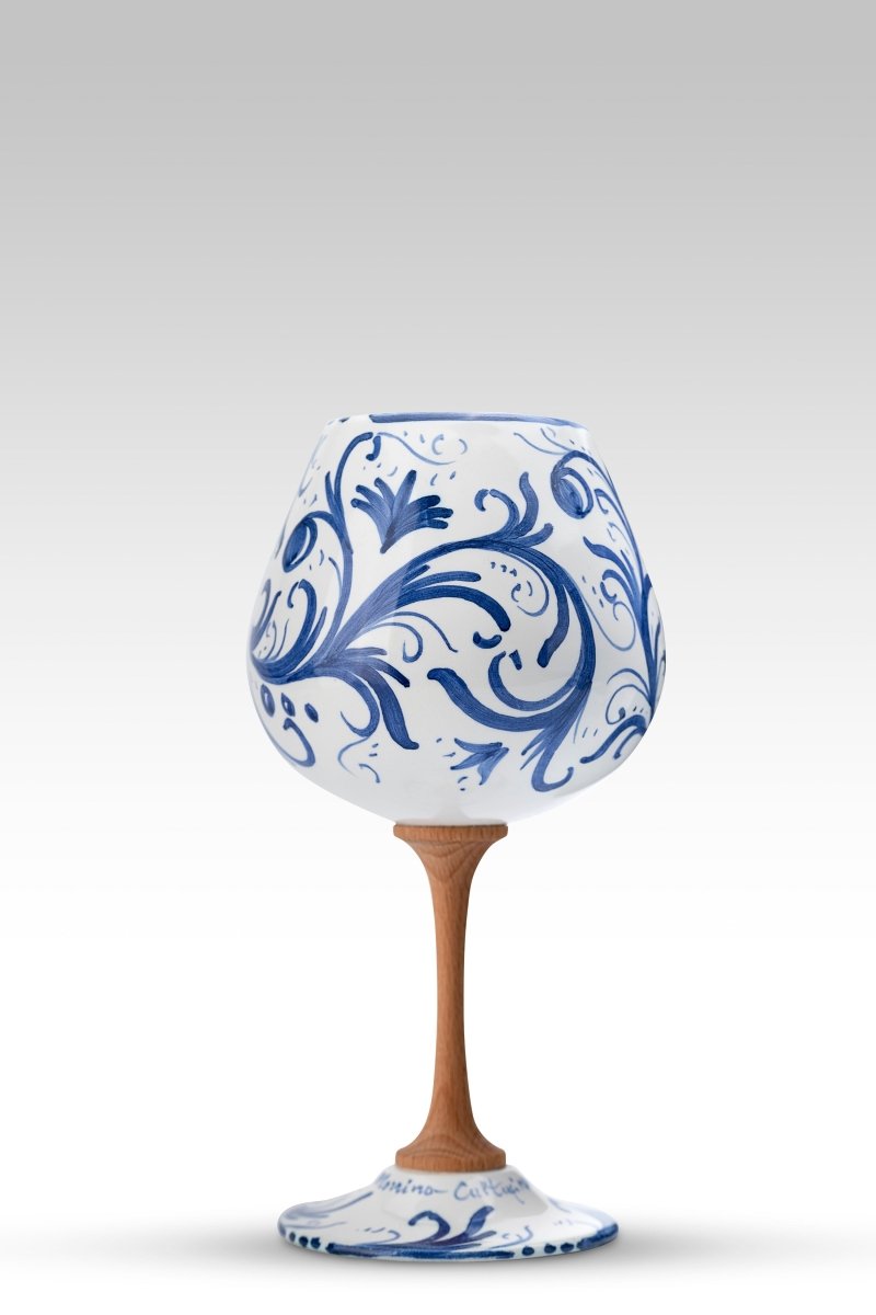 Calice Volute Blu MuloMerrino in ceramica e legno