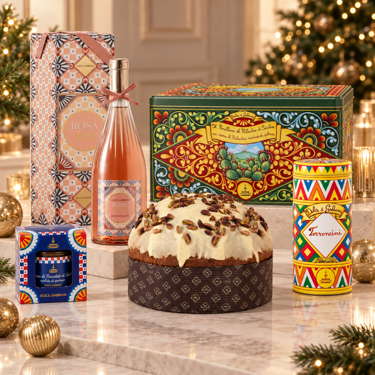 cesta di natale con specialità dolce e gabbana