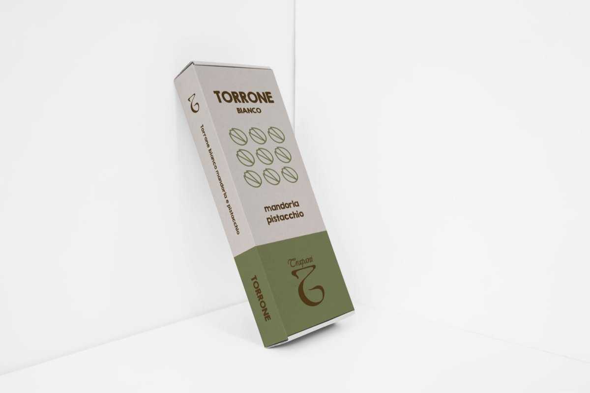 Torrone bianco con mandorle e pistacchio Torronificio Trapani, 100 g – Cesta Dolci Tentazioni