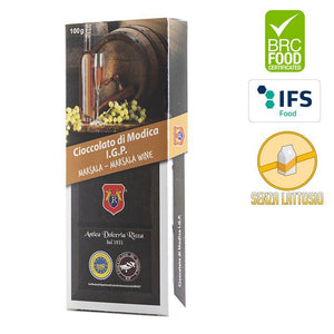 Cioccolato di Modica IGP al vino Marsala, Antica Dolceria Rizza, tavoletta 100 g – Cesta Scirocco di Trapani