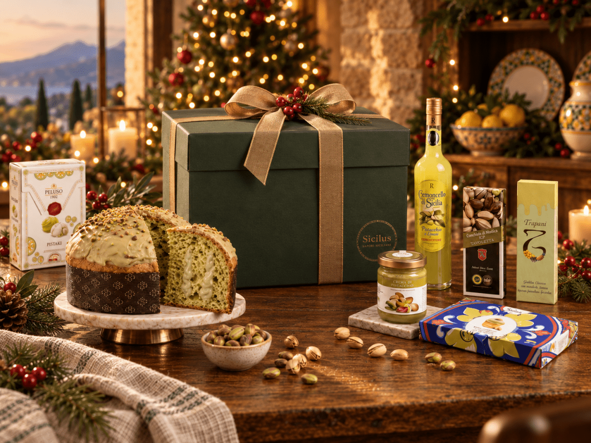 Cesta regalo natalizia Bronte Pistacchio con specialità siciliane