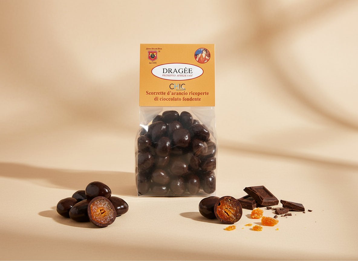Scorzette d'arancia ricoperte di cioccolato fondente Antica Dolceria Rizza, 100 g – Cesta Regalo Taormina