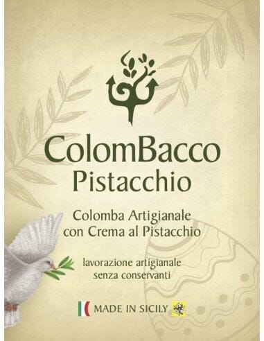 etichetta frontale di Colomba al Pistacchio Colombacco Retrò