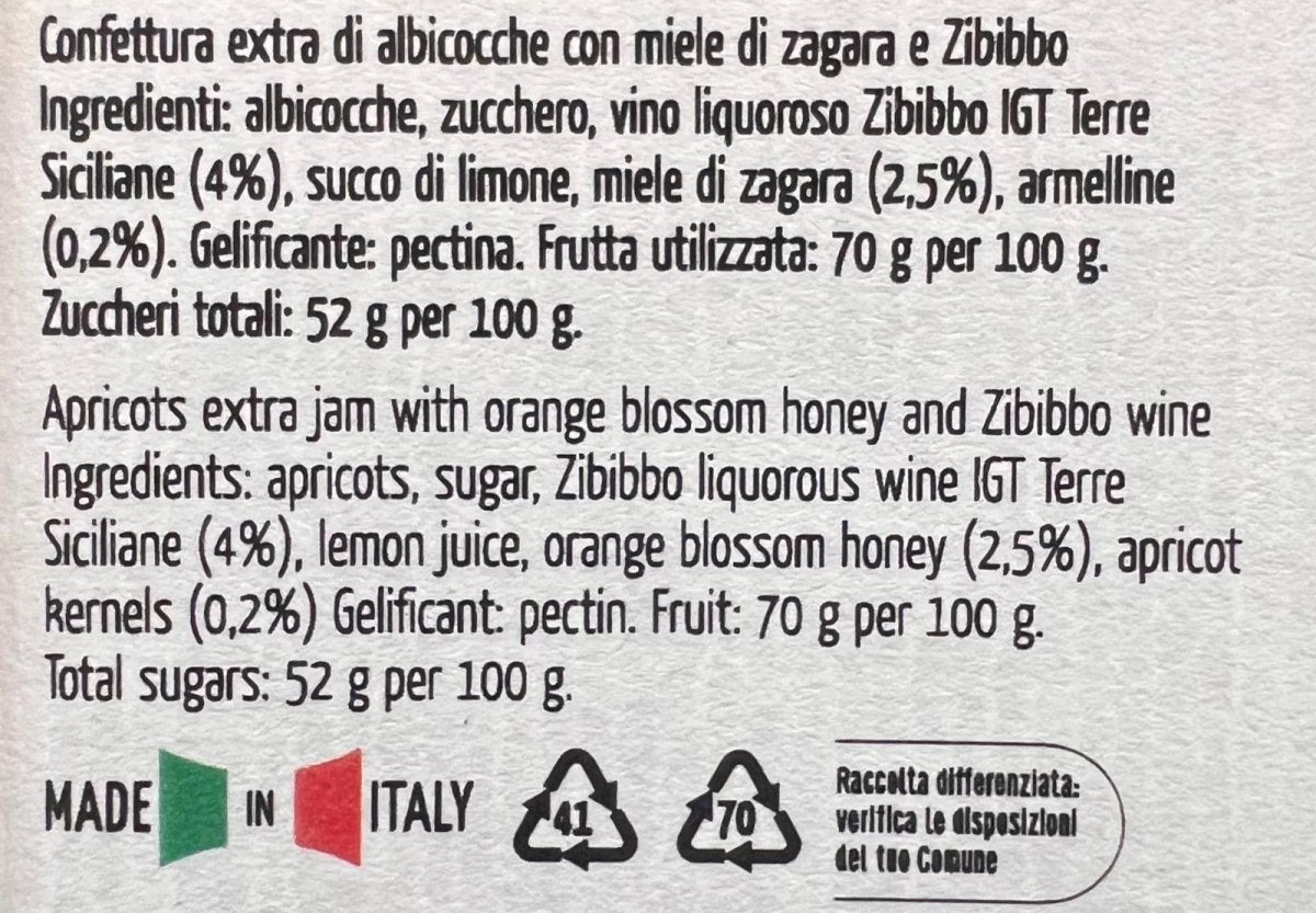 Ingredienti di confettura extra di albicocche